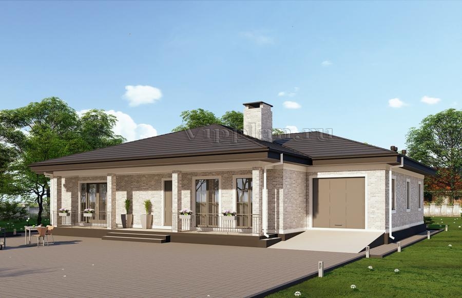 Одноэтажный дом с гаражом, 3 спальнями и кабинетом